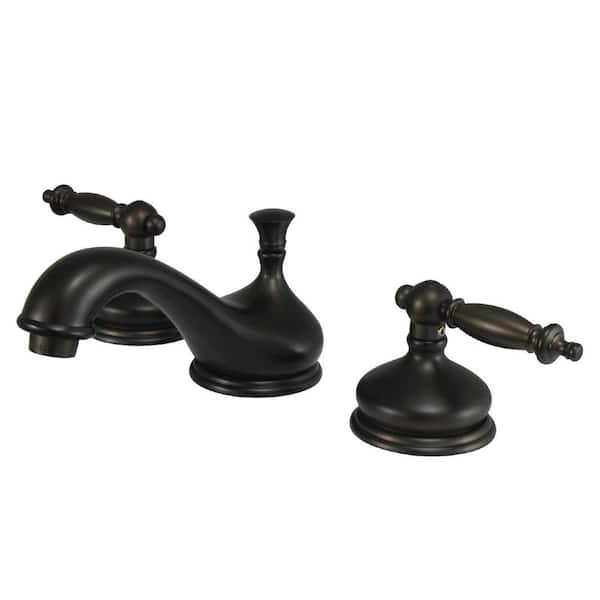 Kingston Brass Heritage 2-Handle 8 in. Widespread Bathroom Faucets with Brass Pop-Up in Oil Rubbed Bronze