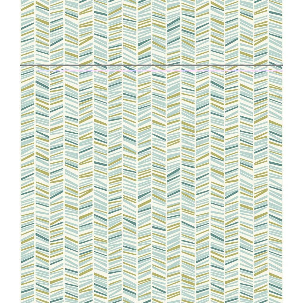 Ivan Light Blue and Green Chevron Peel and Stick Wallpaper