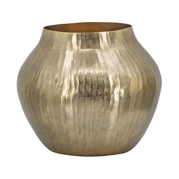 Benjara Gold cylinder Metal Vase