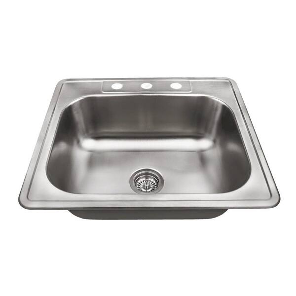 MR Direct Drop-in Stainless Steel 25 in. 3-Hole Single Bowl Kitchen Sink