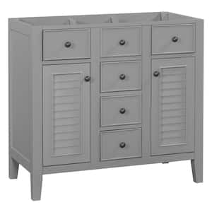 35.98 in. W x 18.03 in. D x 34.38 in. H Freestanding Bath Vanity Cabinet without Top in Grey
