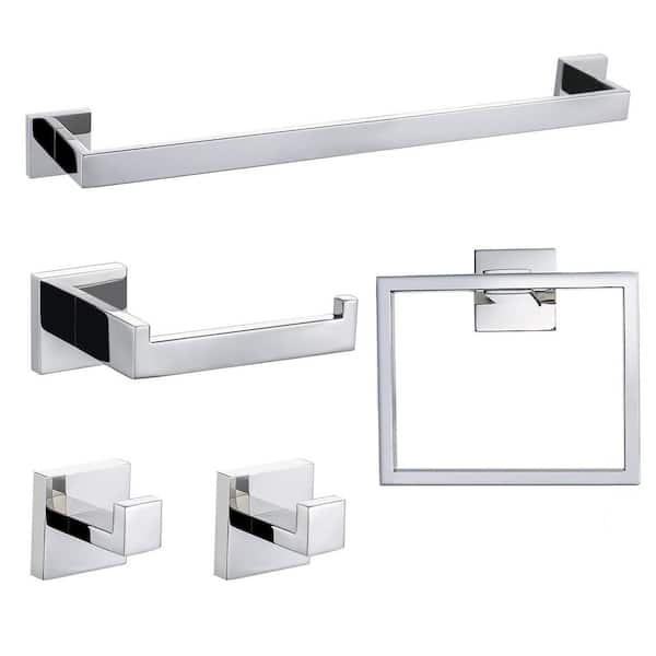Cesicia High-Quality Wall Mounted 5 -Piece Bath Hardware Set with Mounting Hardware in Chrome
