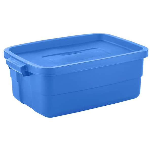 10 Gal. Plastic Durable Storage Bin with Lid in Blue (6-Pack) bin-381 - The  Home Depot