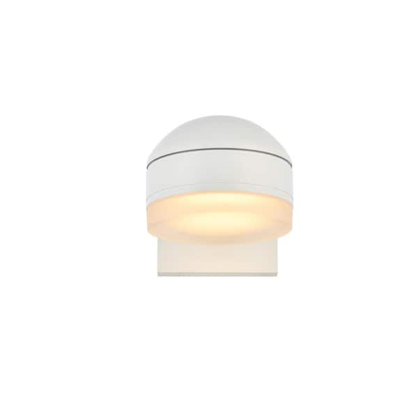 Unbranded Timeless Home 1-Light Round White LED Outdoor Wall Sconce