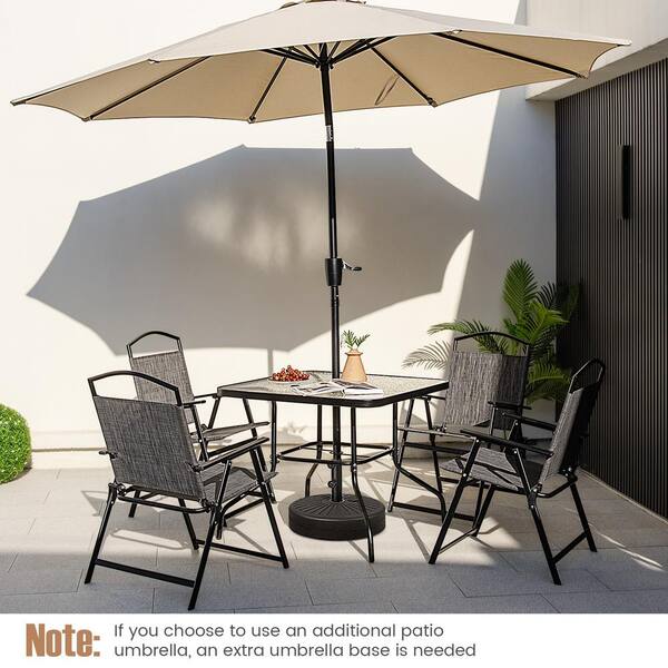 FORCLOVER 34 in. Square Outdoor Dining Table with Umbrella Hole