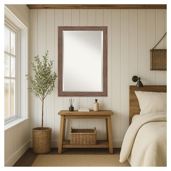 Pia Medium Brown 40.75 in. x 28.75 in. Beveled Casual Rectangle Framed Wall Mirror