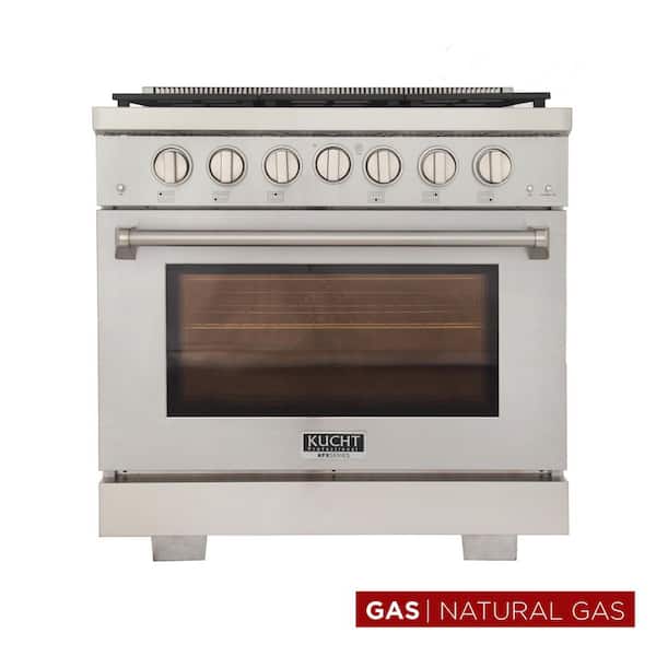36 in. 5.2 cu. ft. 6-Burners Freestanding Natural Gas Range Stainless Steel with Convection Oven and True Simmer Burners
