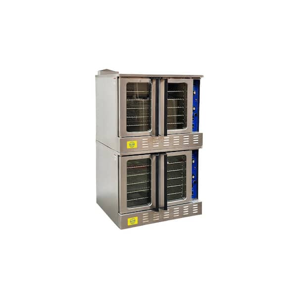 Elite Kitchen Supply 38 in. Double Commercial Electric Convection Oven Three Phase in Stainless Steel EOE2240 with Casters 240-Volt