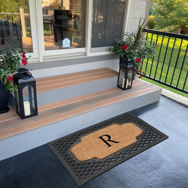 A1 Home Collections Plain Brown/Black Rubber/Coir Outdoor Doormat