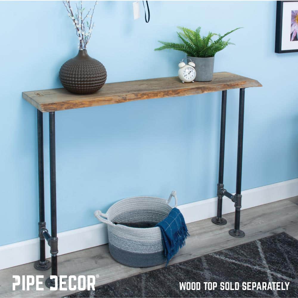 3.25 ft Dark Grey Steel Pipe Leg Kit for Console Table - 2 Pack