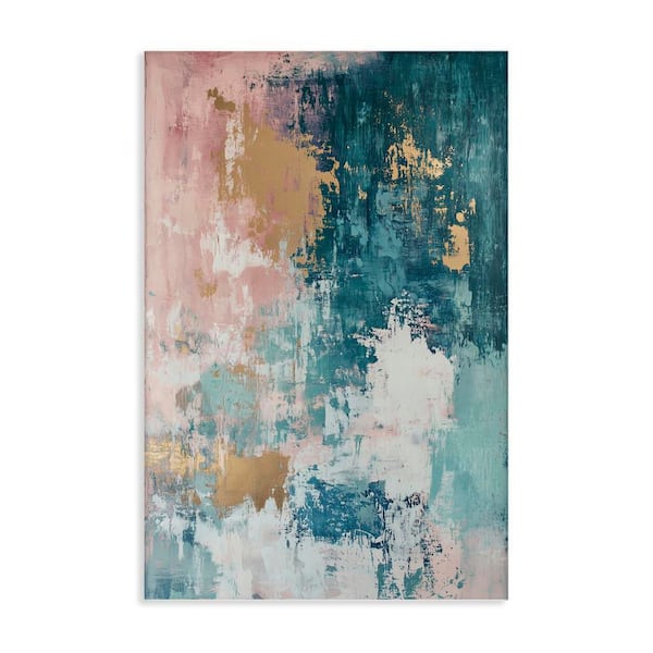 Teal Green Gold Abstract by Gina Kelly Unframed Abstract Graphic Art Print 36 in. x 24 in.