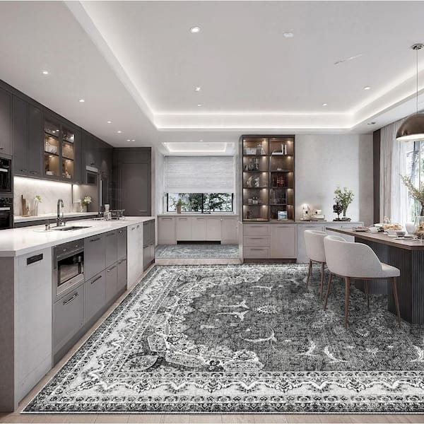 Bohemian 9 ft. x 12 ft. Distressed Black Soft Area Rug