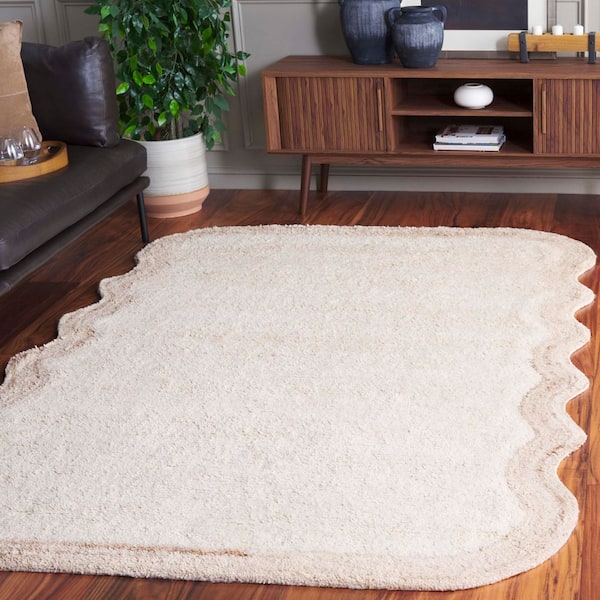 Vermont 4 ft. x 6 ft. Ivory Solid Color Border Area Rug