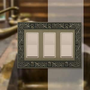 English Garden 3 Gang Rocker Metal Wall Plate - Brushed Brass