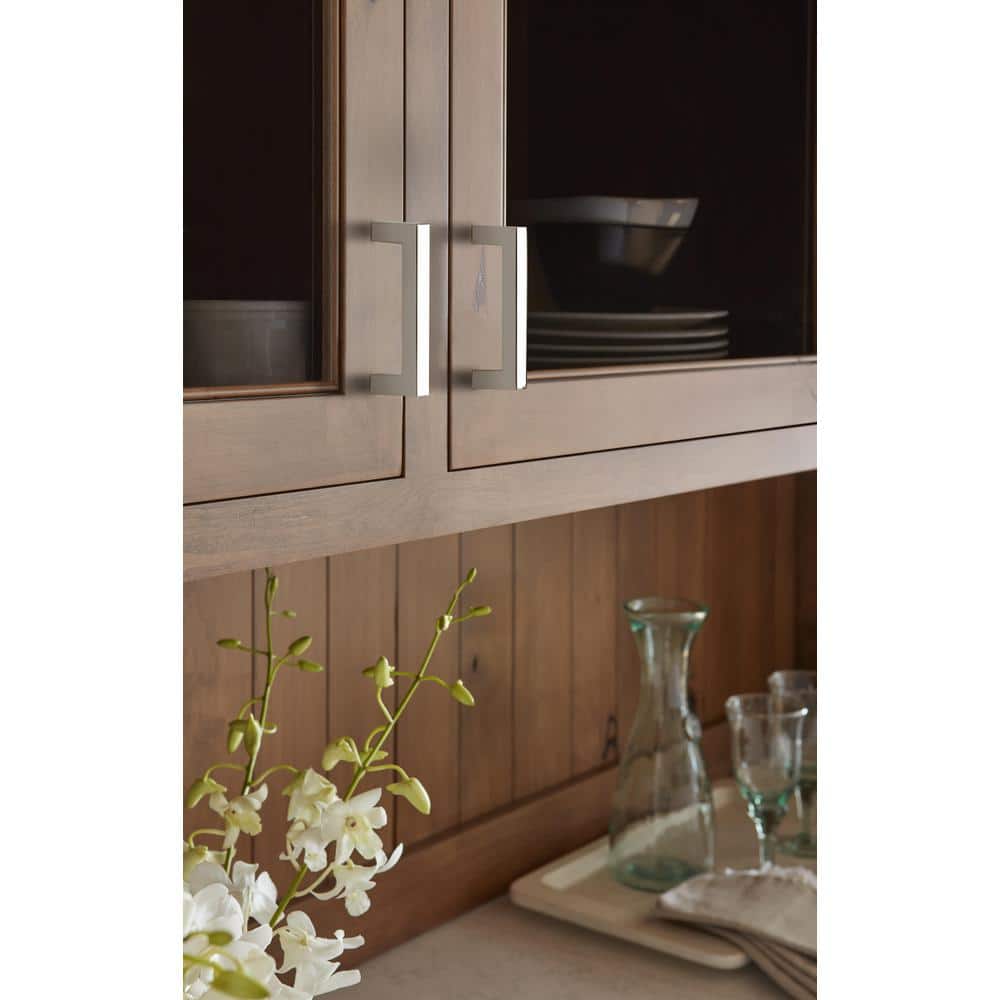 Polished Nickel Modern Rectangular Bar Cabinet Pull with Mounting Hardware