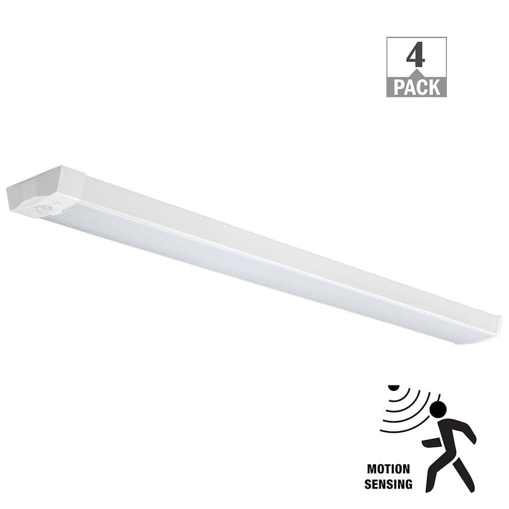 4-Pack 4 ft. Motion Sensing LED White Strip Light Fixture 3600LM 40W Bright