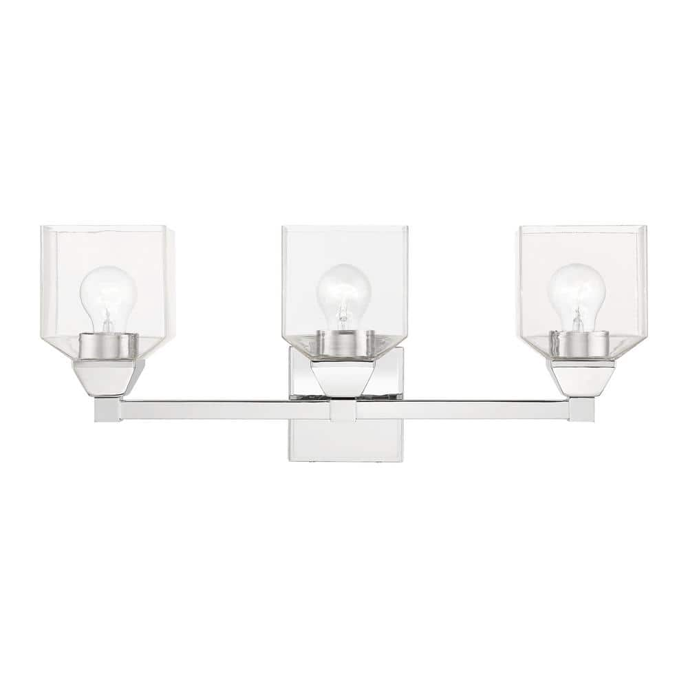 AVIANCE LIGHTING Lansford 23 in. 3-Light Polished Chrome Vanity Light with Clear Glass