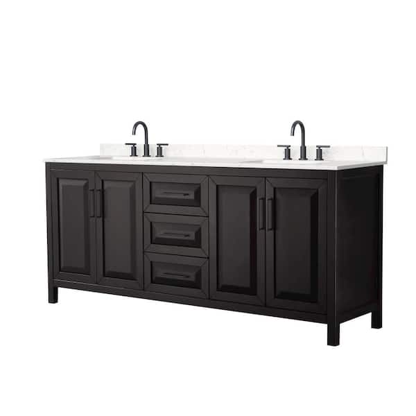 Daria 80 in. Double Freestanding Dark Espresso Bath Vanity with Carrara Cultured Marble Top