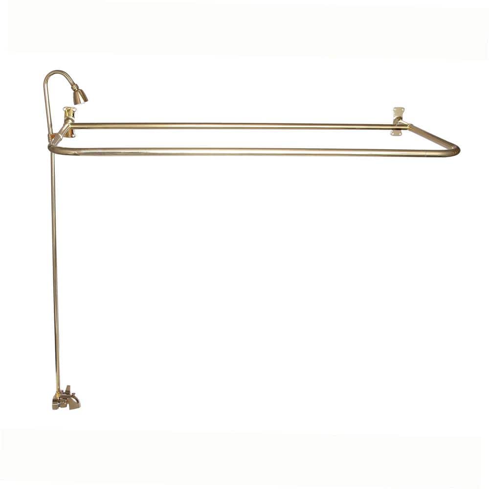Plastic Lever 2-Handle Claw Foot Tub Faucet with Riser, Showerhead and 48 in. D-Shower Unit in Polished Brass price history on PriceWatchPro