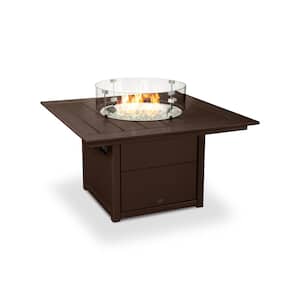 Mahogany Square 42 in. Plastic Propane Outdoor Patio Fire Pit Table