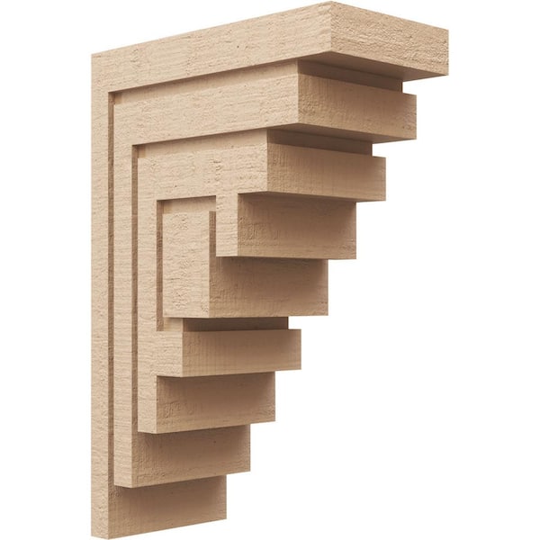 Ekena Millwork Classic Series 2 9 in. x 18 in. x 27 in. Landon Rough Cedar Woodgrain Timberthane Polyurethane Corbel in Primed Tan