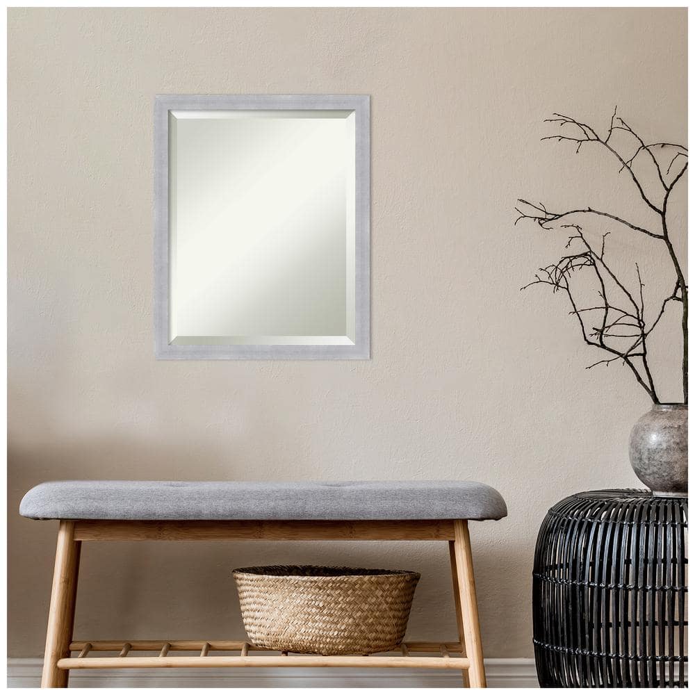 Grace Brushed Nickel Rectangular Wall Mirror with Silver Frame