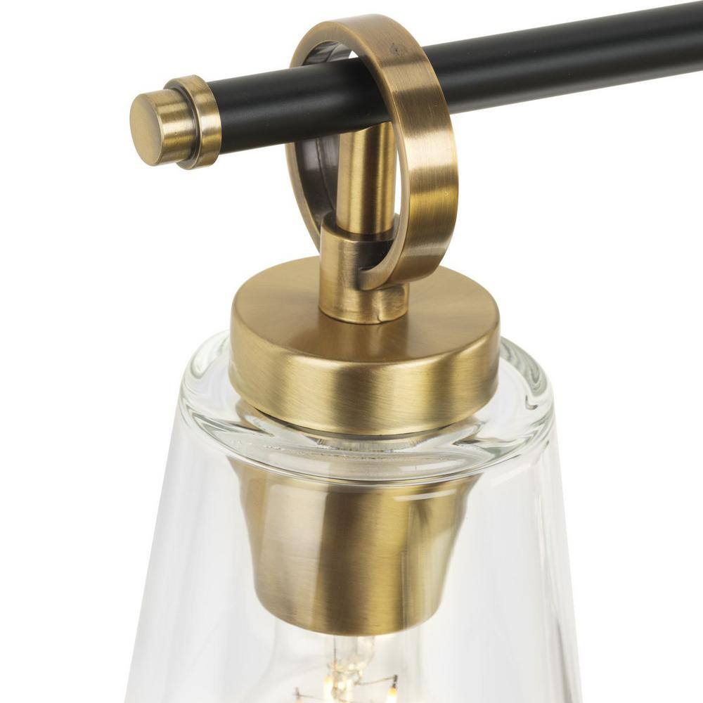 Cassell 4-Light Black and Brass Vanity Fixture with Clear Glass Shades