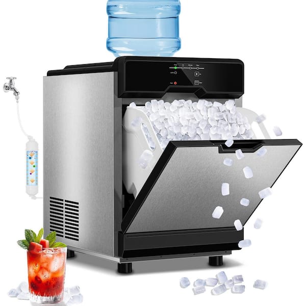 15.55in. 2 Way Water Inlet 60 lbs./Day Bullet Ice Freestanding Commercial Ice Maker in Stainless Steel w/15 lbs. Storage