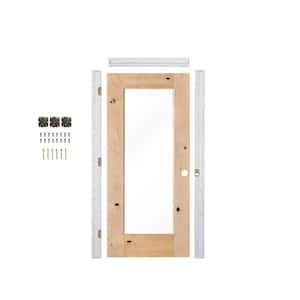Ready-to-Assemble 28 in. x 80 in. Left-Hand 1-Lite Clear Glass Unfinished Knotty Alder Wood Single Prehung Interior Door