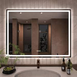 48 in. W x 36 in. H Round Corner Rectangular Frameless Wall Mount LED Single Bathroom Vanity Mirror in Polished Crystal