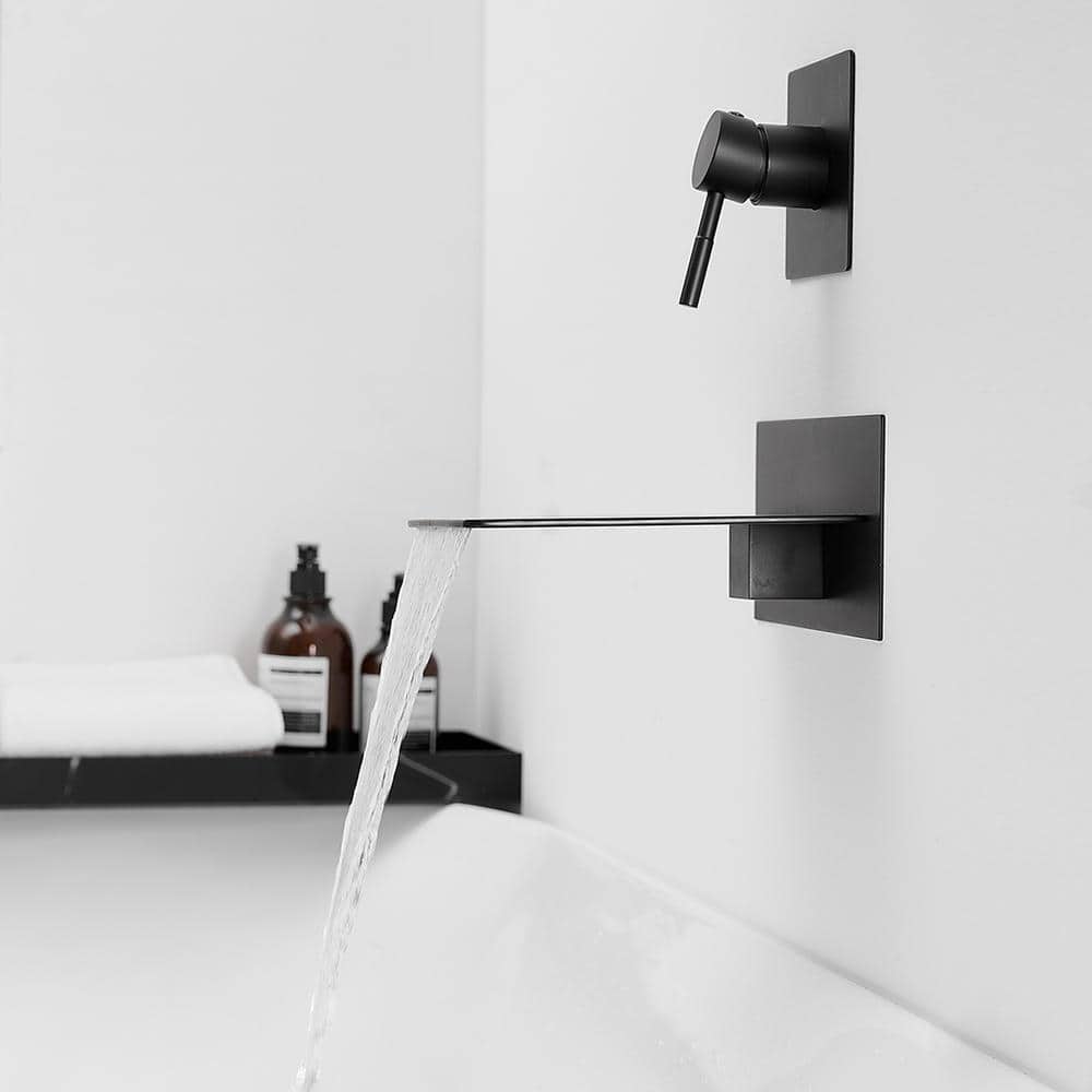 Matte Black Wall Mount Single Handle Brass Faucet