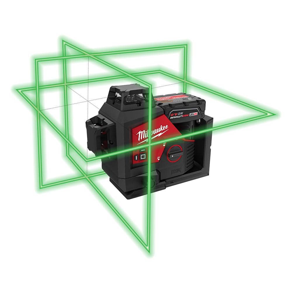 Overdreven Papa kleur Milwaukee M12 12-Volt Lithium-Ion Cordless Green 125 ft. 3-Plane Laser Level  Kit with One 4.0 Ah Battery, Charger and Case 3632-21 - The Home Depot