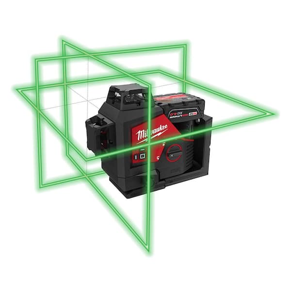 Milwaukee Redstick Magnetic Box Level Set with Torpedo Level and M12 12-Volt Green 250 ft. 3-Plane Laser Level Kit (6-Piece)