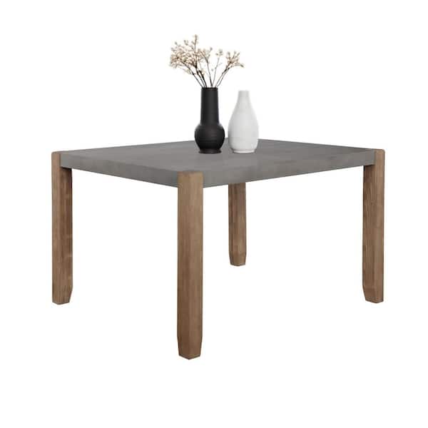 Newport Light Amber Wood and Gray Faux Concrete and Wood Loft Dining Table