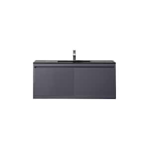 Milan 47.3 in. W x 18.1 in. D x 20.6 in. H Bathroom Vanity in Modern Grey Glossy with Charcoal Black Composite Top