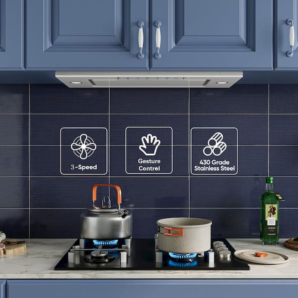 36 in. 900 CFM Ductless Convertible Insert with LED Light Range Hood in Stainless Steel and White Glass