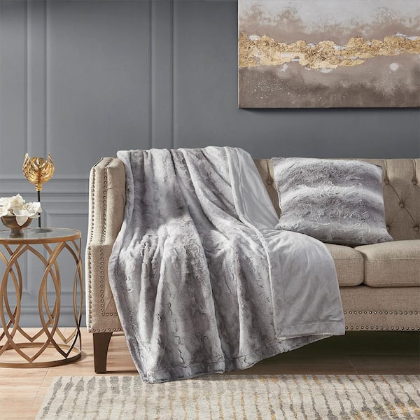 Madison Park Marselle Grey 20 in. x 20 in. Throw Pillow