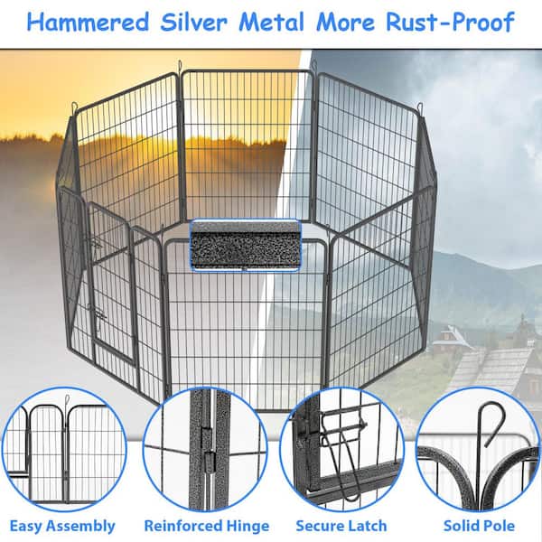 32 in. W x 40 in. H 8-Panels Metal Garden Fence Heavy Duty Foldable Dog Pens Outdoor Dog Fence Dog Playpen