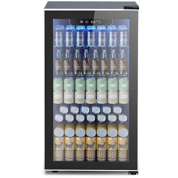 17.52 in. Single Zone 26-Wine Bottles o113-Cans Beverage and Wine Cooler in Silver