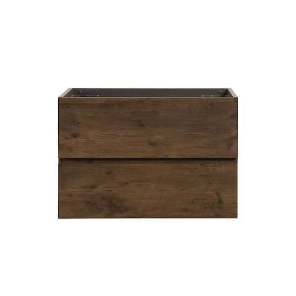 Unbranded 29.6 in. W x 17.9 in. D x 20.5 in. H Wall Mount Wood Bath Vanity Cabinet without Top in Brown with 2-Drawers
