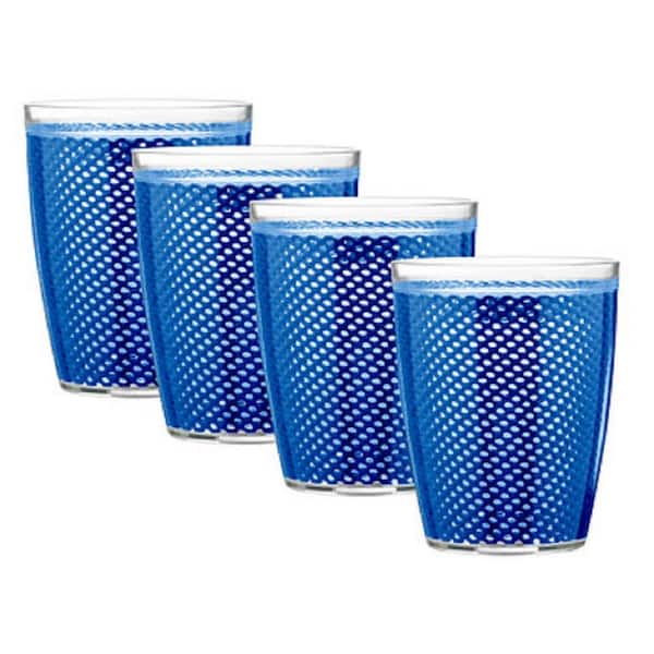 Kraftware Fishnet 14 oz. Blue Insulated Drinkware (Set of 4)
