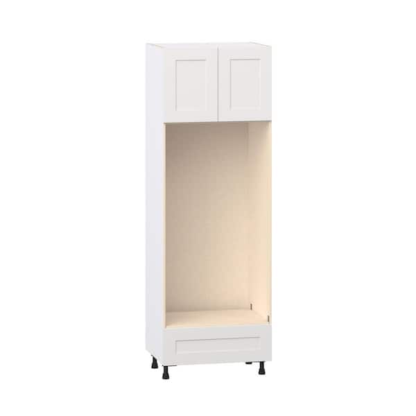 Roseland 30 in. W x 24 in. D x 89.5 in. H Assembled Shaker Double Oven Kitchen Cabinet in Warm White with Drawer