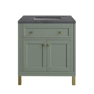 Chicago 30.0 in. W x 23.5 in. D x 34 in. H Bathroom Vanity in Smokey Celadon with Charcoal Soapstone Quartz Top
