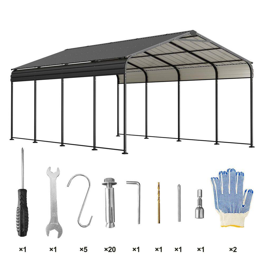 12 ft. W x 20 ft. D x 8.8 ft. H Black Roof Steel Carport price history on PriceWatchPro