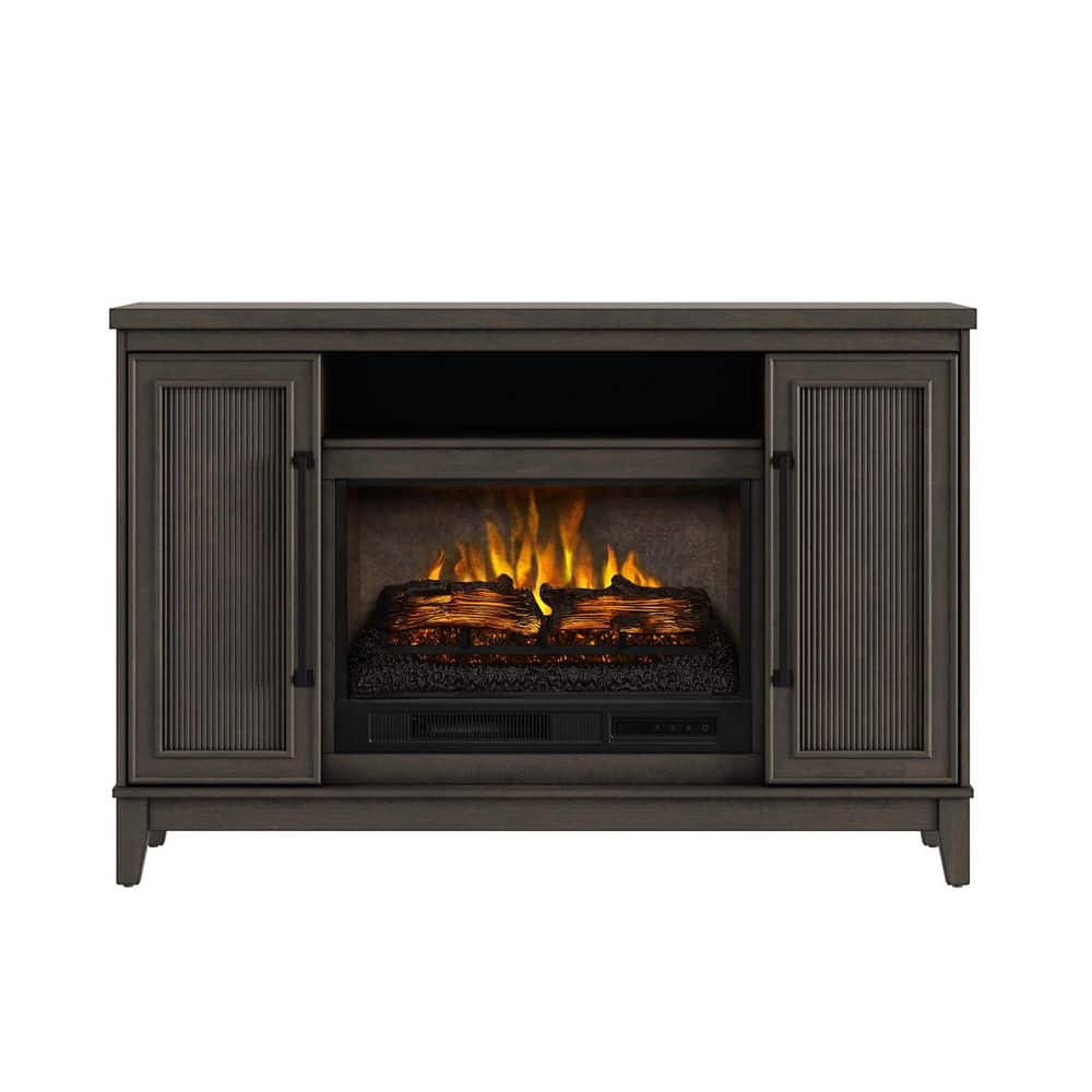 SCOTT LIVING BLAINE 54 in. Freestanding Media Console Wooden Electric Fireplace in Dark Brown Birch -  HDSLFP54W-5A