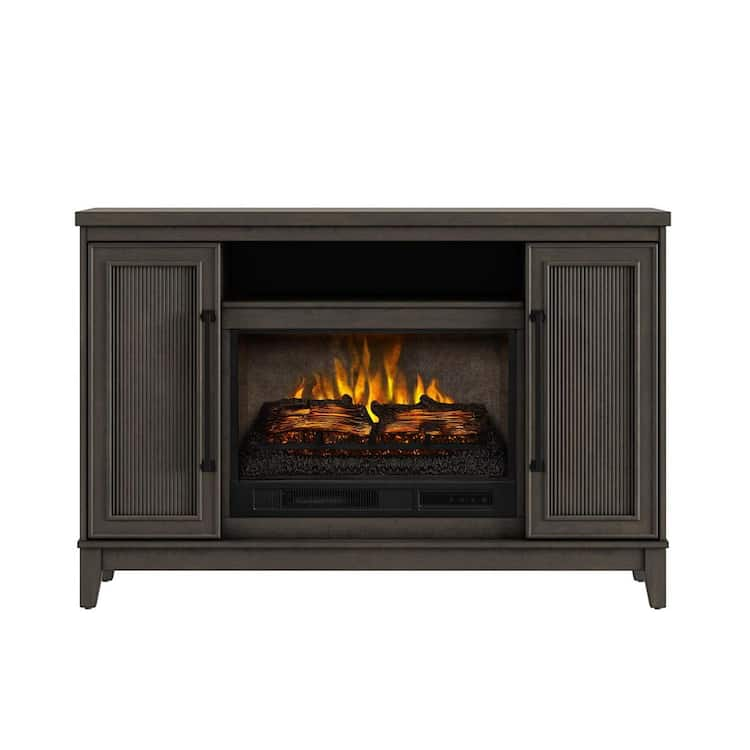 SCOTT LIVING BLAINE 54 in. Freestanding Media Console Wooden Electric Fireplace in Dark Brown Birch