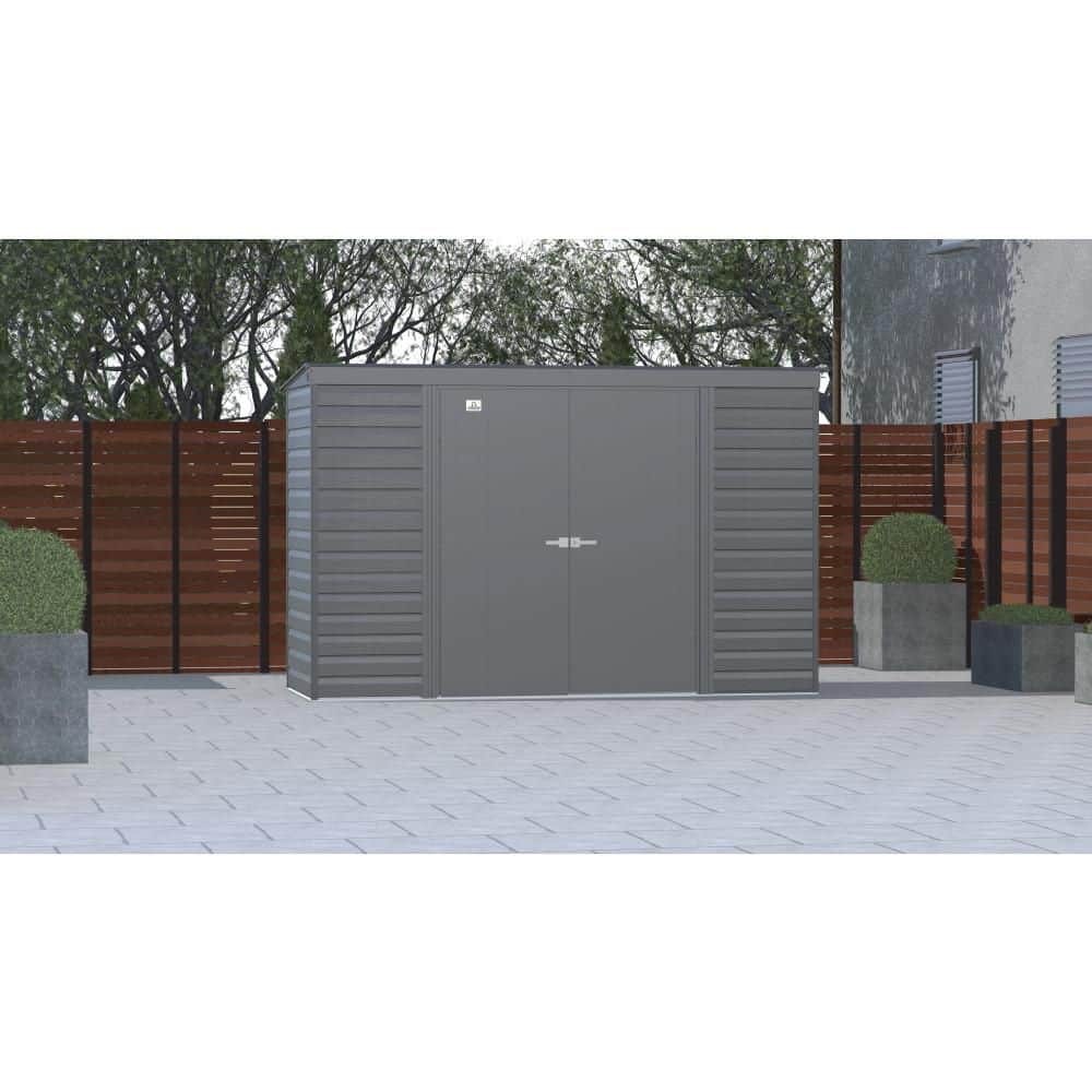 Arrow Select 10 ft. W x 4 ft. D Charcoal Metal Shed 35 sq. ft