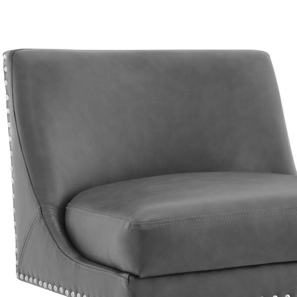 cozyman Zorro 27 in.Dark Gray Faux Leather Upholstered