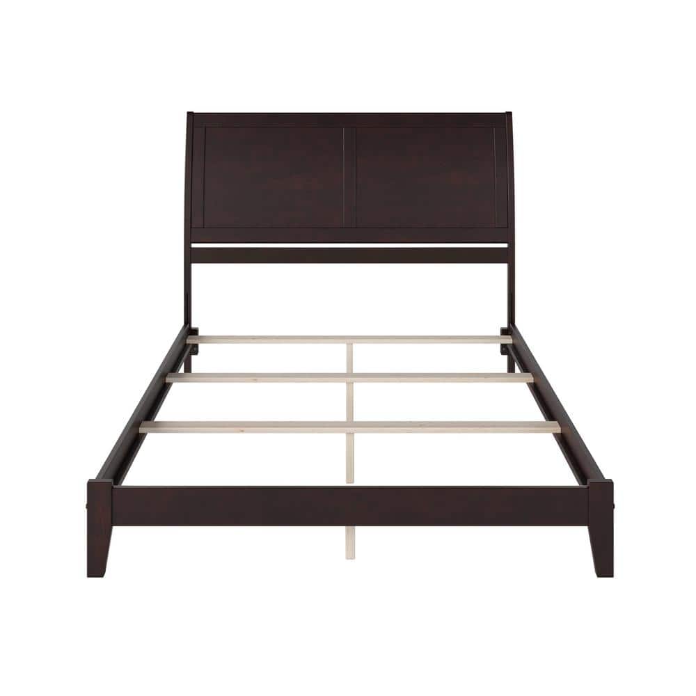Espresso Queen Solid Wood Platform Bed with USB Charging Station