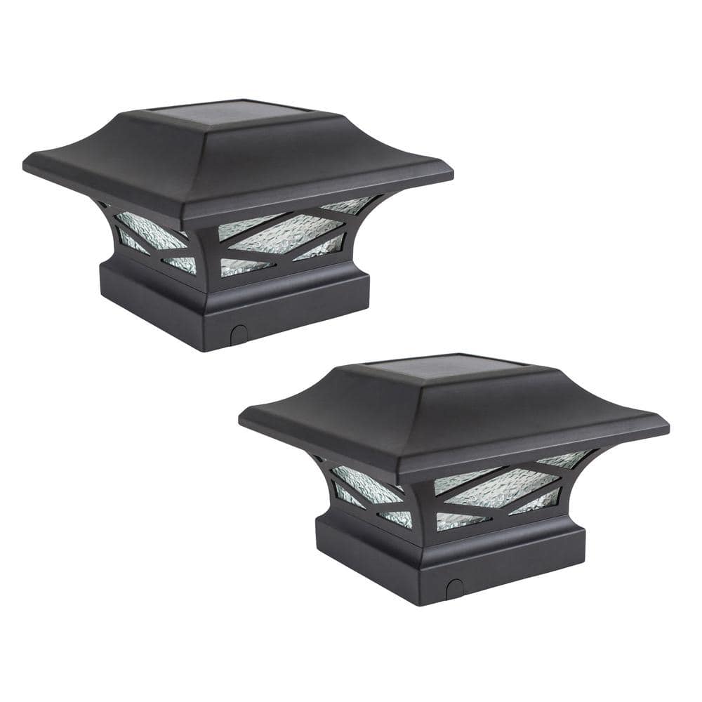 CLASSY CAPS Kingsbridge Solar Black Dual Lighted Outdoor Integrated LED  Post Cap (2-Pack) SLK807B The Home Depot